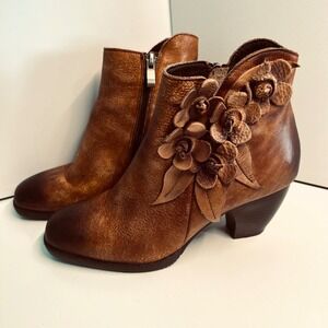Brown Floral Ankle Boots